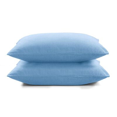 Flannel Fleece Pillowcase set - 65 x 65cm - Sky Blue