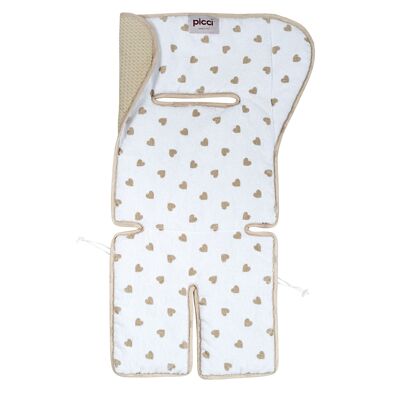 Liner for stroller and infant carrier - CREAM HEARTS