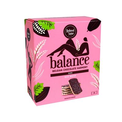 Balance reduced sugar rice wafer biscuits half dipped in dark chocolate