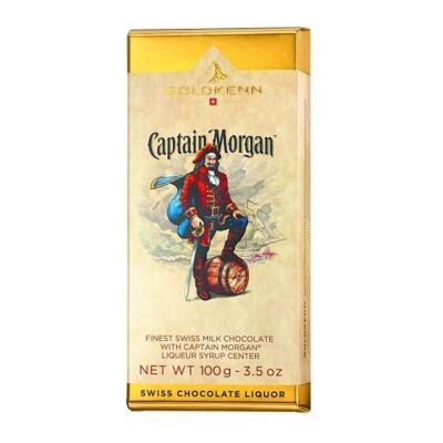 Goldkenn finest Swiss milk chocolate bar with Captain Morgan liqueur