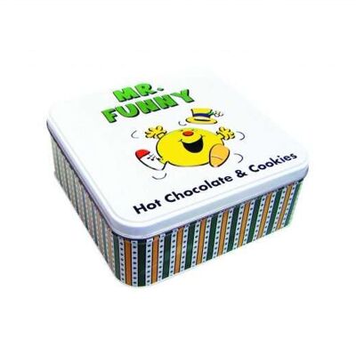 Mr Funny tin of hot chocolate and choc chip cookies –