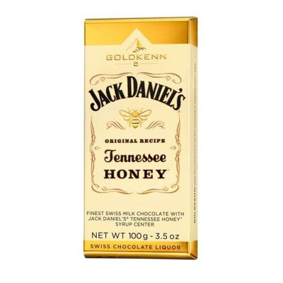 Goldkenn finest Swiss milk chocolate bar with Jack Daniel’s Tennessee honey liqueur