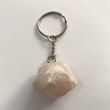 Porte-clés Raw Rough Cut, 9 x 3 x 3 cm, quartz rose 3