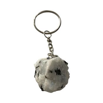 Porte-clés Raw Rough Cut, 9 x 3 x 3 cm, pierre de lune arc-en-ciel 4