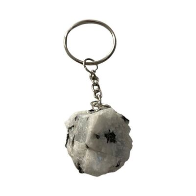 Porte-clés Raw Rough Cut, 9 x 3 x 3 cm, pierre de lune arc-en-ciel