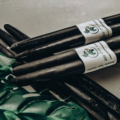 Black beeswax Taper candles - set of 2 / 10"