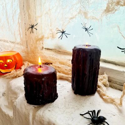 Black beeswax Hand Dripped candles - set of 2
