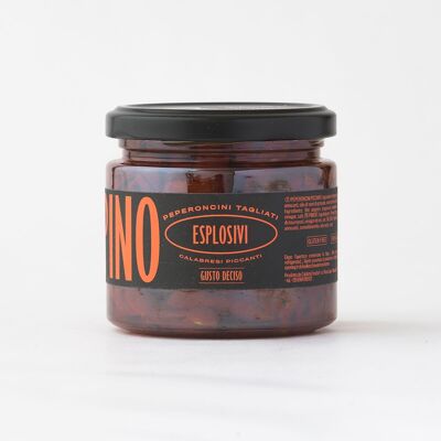 PEPERONCINI PICCANTI TAGLIATI ESPLOSIVI - 190g - CHILE DE CALABRIA - VEGANO - SIN GLUTEN - 100% ITALIANO