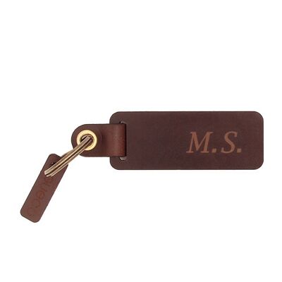 Key ring PREMIUM brown with desired text or logo engraving