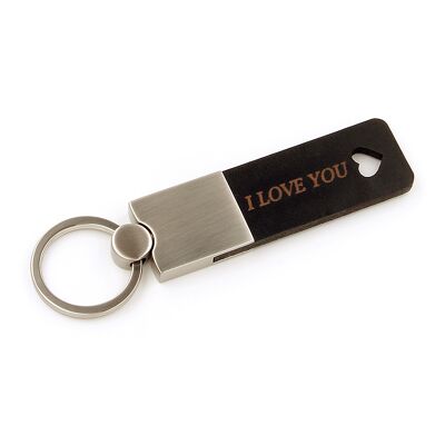 Key ring SQUARE with desired text or logo engraving black