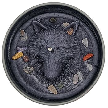 Bougie occulte Dark Side Wolf Amber Noir par Two Bad Bears