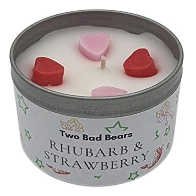 Two Bad Bears Rhubarb & Strawberry Fragranced Tin Candle
