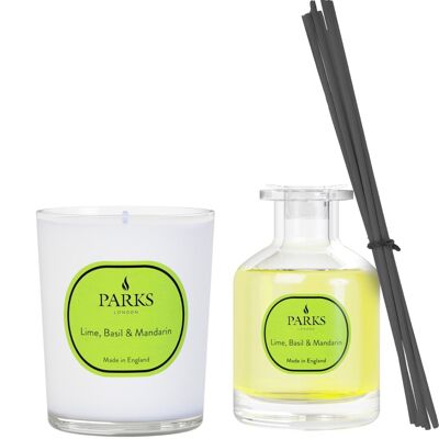 Lime, Basil & Mandarin Candle & Diffuser Set 180g