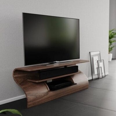 Surge TV Media Table - noyer-naturel Medium 135cm - pour les téléviseurs jusqu'à