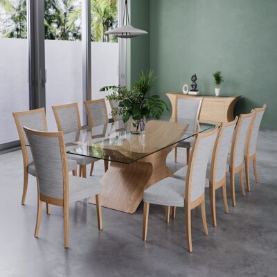 Tavoli da pranzo Atlas - noce naturale Grande 240 x 130 cm Vetro rettangolare