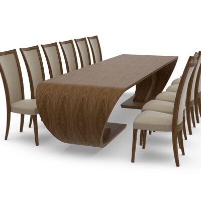 Crest Dining Double Table - Crest double dining table - walnut-natural
