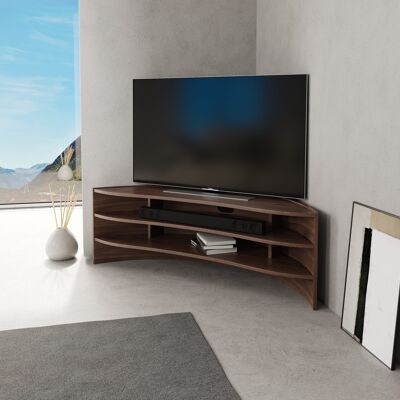 Mueble multimedia para TV Curvature - roble natural grande de 150 cm de ancho - para televisores de hasta 65"