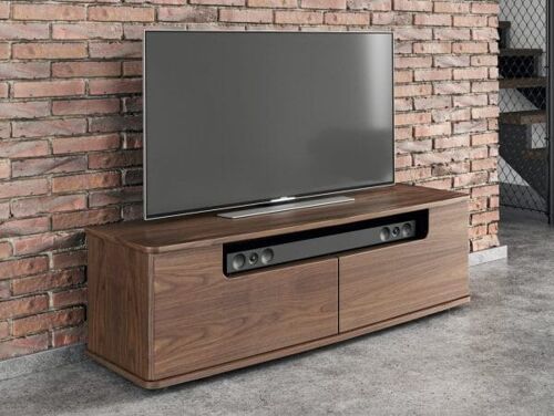 Curve TV Media Cabinet with Soundbar Management - oak-natural