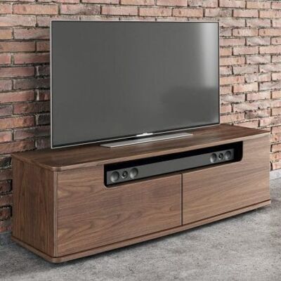 Curve TV Media Cabinet avec Soundbar Management - noyer-naturel