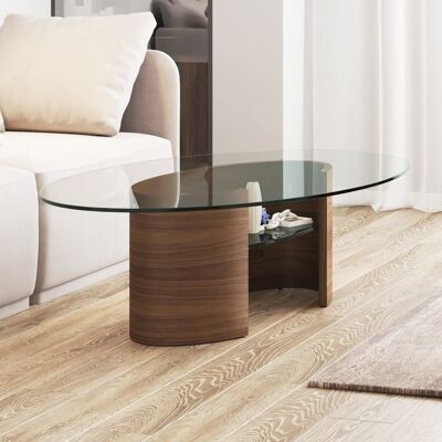 Table basse Ellipse - noyer naturel