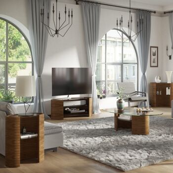 Ellipse TV Media Unit - - meuble TV Ellipse noyer-naturel Large - pour téléviseurs jusqu'à 65" 2