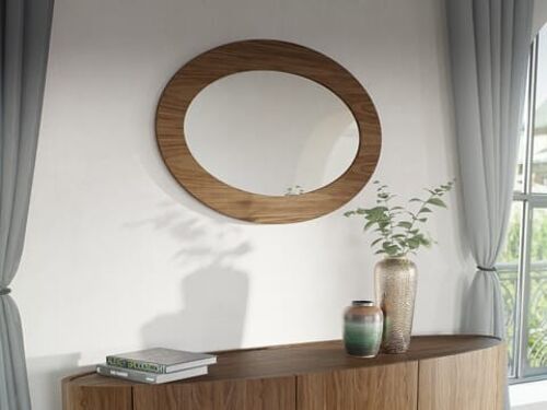 Ellipse Wall Mirror - walnut-natural