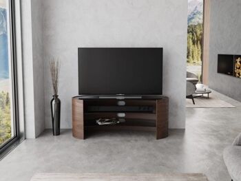Elliptical TV Media Table - noyer-naturel Large 140cm de large - pour téléviseurs jusqu'à 60"