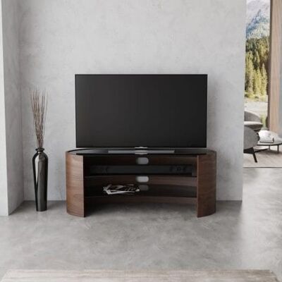 Elliptical TV Media Table - walnut-natural Large 140cm wide - for TVs up to 60"