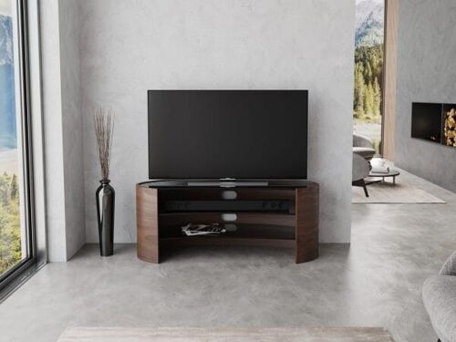 Elliptical TV Media Table - walnut-natural Medium 125cm wide - for TVs up to 55"