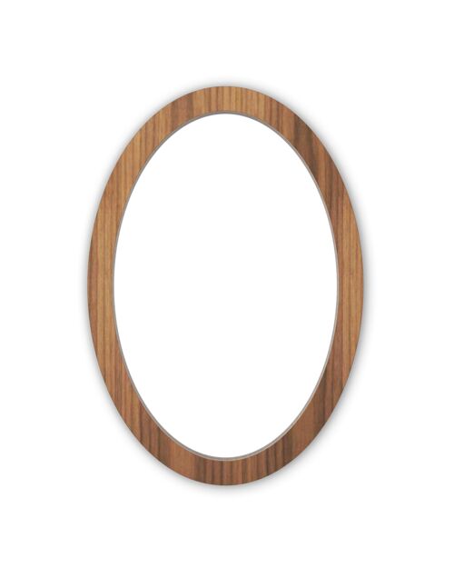Mia Oval Wall Mirror - walnut-natural