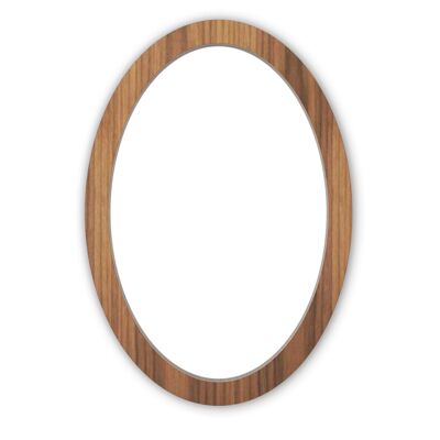 Mia Oval Wall Mirror - walnut-natural