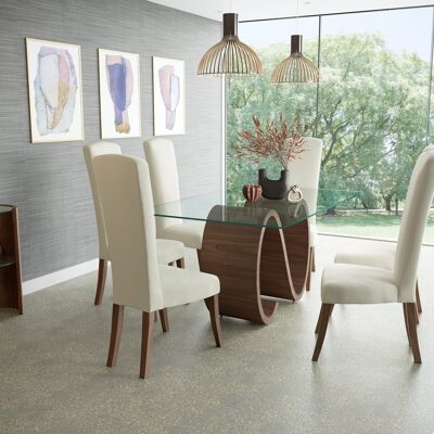 Swirl Dining Tables - walnut-natural Large Oval 230 x 130cm Oval glass