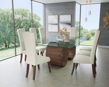 Tables de salle à manger Swirl - Noyer naturel Medium 210 x 110cm Verre rectangulaire 2