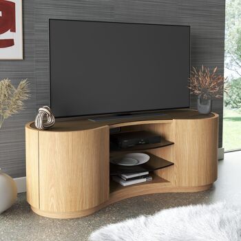 Swirl TV Media Cabinet - chêne-naturel - chêne-argent Swirl TV media cabinet Small (étagères en verre fumé et plateau en verre incrusté) (swirl-tv-media-cabinet-388369) 3