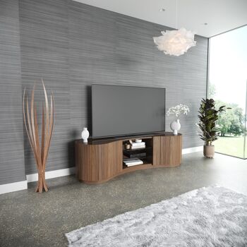 Swirl TV Media Cabinet - chêne naturel - zebrano Swirl TV Media Cabinet Small (Étagères en verre fumé et plateau en verre incrusté) (swirl-tv-media-cabinet-388367) 1