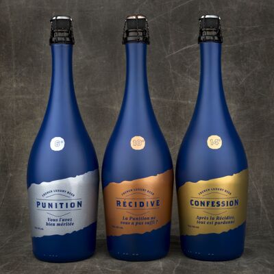 Discovery Pack de 3 cervezas Maison DB, Castigo, Reincidencia, Confesión Fluorescente con luz azul