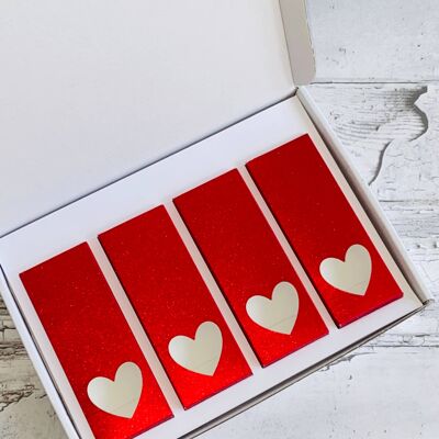 Boîte-cadeau Wax Melt Snap Bar - Coeur unique à paillettes rouges