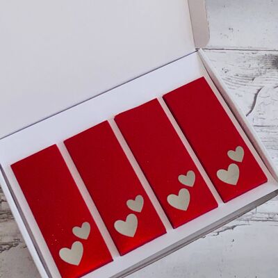 Caja de regalo Wax Melt Snap Bar - Corazón doble con purpurina roja