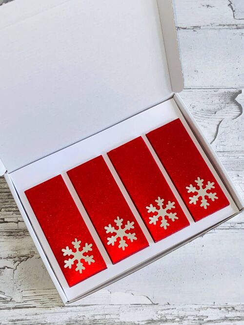 Wax Melt Snap Bar Gift Box - Red Glitter Snowflake