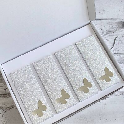 Wax Melt Snap Bar Gift Box - Silver Glitter Butterfly