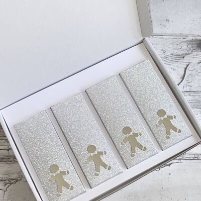 Wax Melt Snap Bar Gift Box - Silver Glitter Gingerbreadman