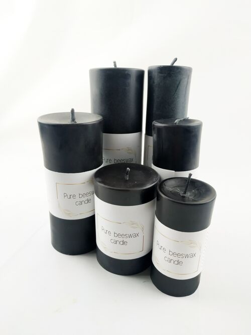 Black beeswax Pillar candle - 100x60mm / 40 hours