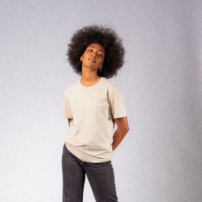 Camiseta algodón orgánico bordado - Beige