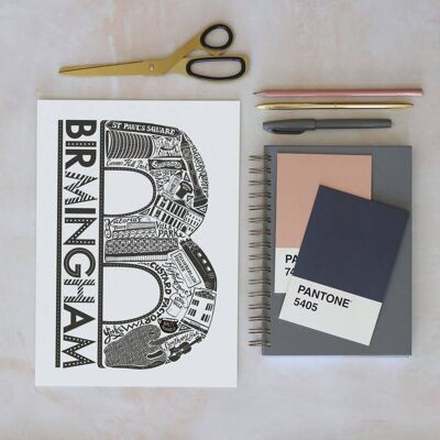 Birmingham - Location Letter Art Print Unframed