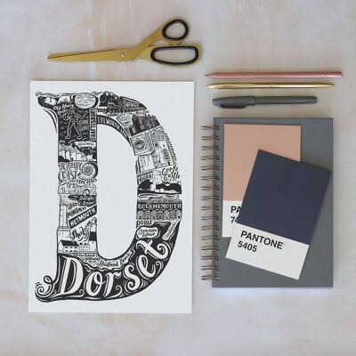 Dorset - Location Letter Art Print Unframed