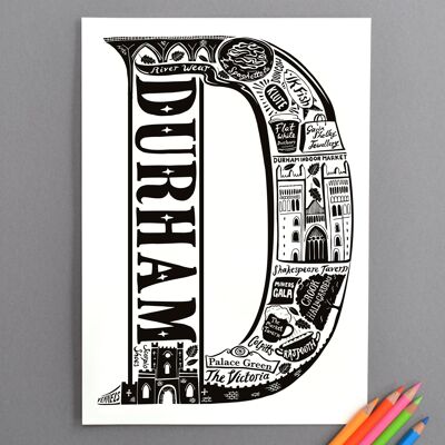 Durham - Location Letter Art Print Unframed