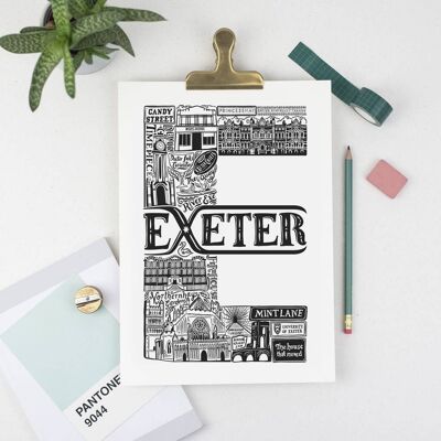 Exeter - Location Letter Art Print Unframed