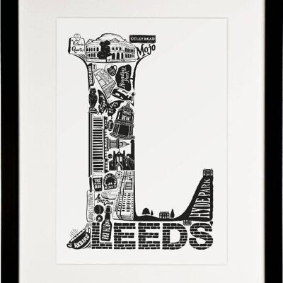 Leeds - Location Letter Art Print Black