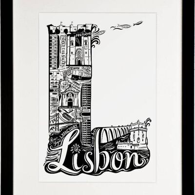 Lisbon - Location Letter Art Print Black