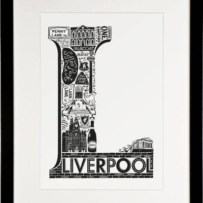 Liverpool - Location Letter Art Print Black